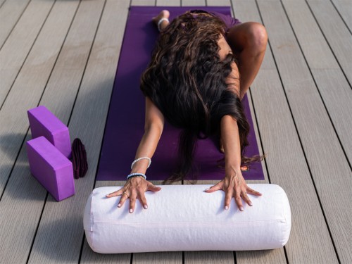 Article de Yoga Bolster de yoga 100 % coton Bio Epeautre 65 cm x 21 cm Vert Pastel