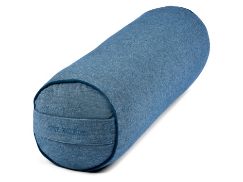 Bolster de yoga Cylindrique en Chambray de coton biologique - Épeautre Bleu chambray