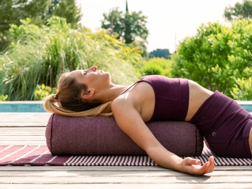 Article de Yoga Bolster de yoga Cylindrique en Chambray de coton biologique - Épeautre Prune chambray
