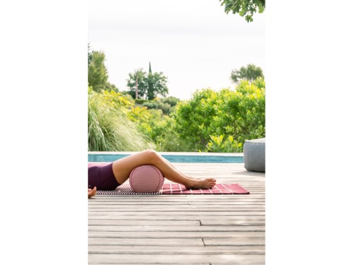 Article de Yoga Bolster de yoga Cylindrique en Chambray de coton biologique - Épeautre Rose chambray