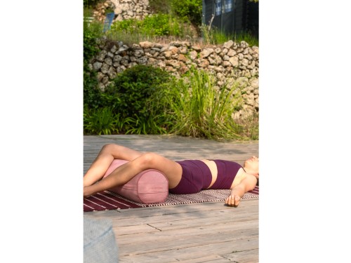 Article de Yoga Bolster de yoga Cylindrique en Chambray de coton biologique - Épeautre Rose chambray
