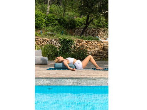 Article de Yoga Bolster de yoga Cylindrique en Chambray de coton biologique - Épeautre Bleu chambray