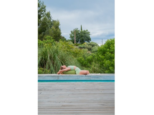 Article de Yoga Bolster de yoga Cylindrique en Chambray de coton biologique - Épeautre Vert chambray