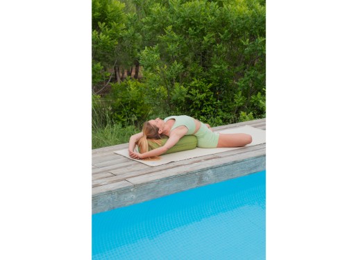 Article de Yoga Bolster de yoga Cylindrique en Chambray de coton biologique - Épeautre Vert chambray