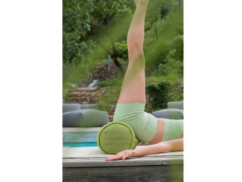 Article de Yoga Bolster de yoga Cylindrique en Chambray de coton biologique - Épeautre Vert chambray