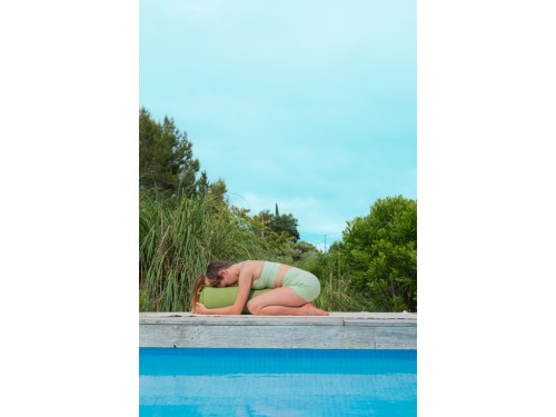 Article de Yoga Bolster de yoga Cylindrique en Chambray de coton biologique - Épeautre Vert chambray