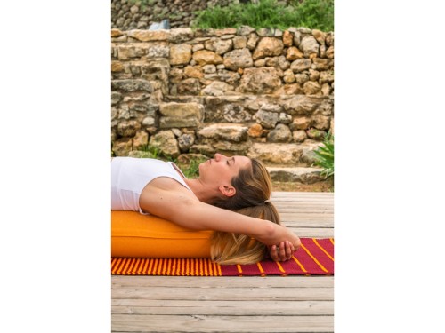 Article de Yoga Bolster de yoga Cylindrique en Chambray de coton biologique - Épeautre Safran chambray