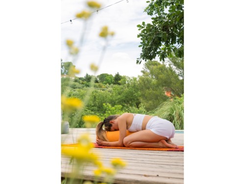 Article de Yoga Bolster de yoga Cylindrique en Chambray de coton biologique - Épeautre Safran chambray