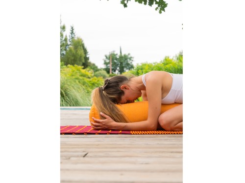 Article de Yoga Bolster de yoga Cylindrique en Chambray de coton biologique - Épeautre Safran chambray