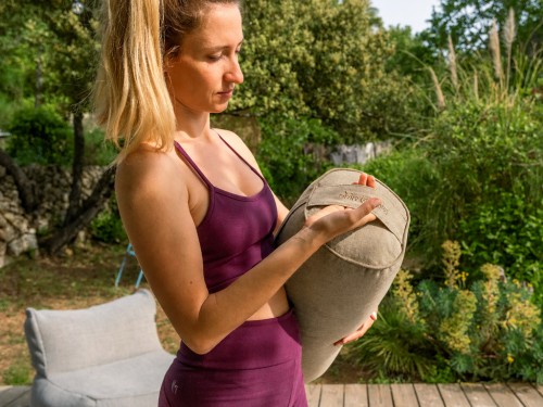 Bolster de yoga Cylindrique en Chanvre naturel biologique - Épeautre Chanvre naturel