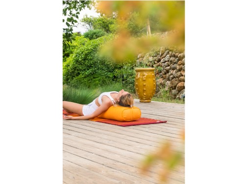Article de Yoga Bolster de yoga Ovale en Chambray de coton biologique - Épeautre Safran chambray