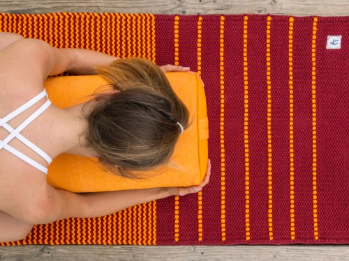 Article de Yoga Bolster de yoga Ovale en Chambray de coton biologique - Épeautre Safran chambray