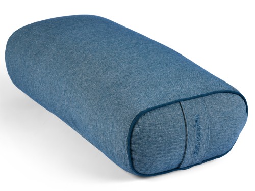 Bolster de yoga Ovale en Chambray de coton biologique - Épeautre Bleu chambray