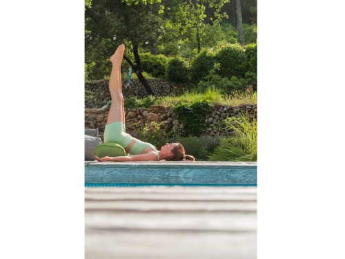Article de Yoga Bolster de yoga Ovale en Chambray de coton biologique - Épeautre Vert chambray