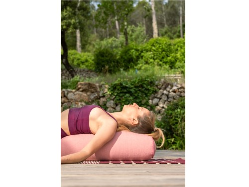 Article de Yoga Bolster de yoga Ovale en Chambray de coton biologique - Épeautre Rose chambray