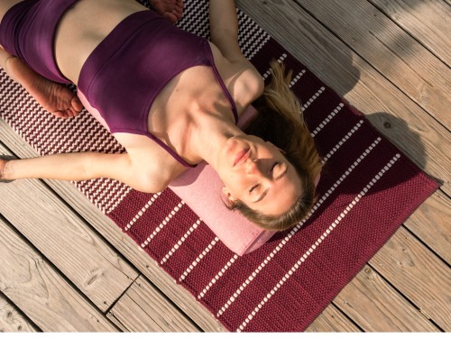 Article de Yoga Bolster de yoga Ovale en Chambray de coton biologique - Épeautre Rose chambray