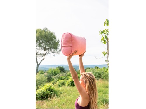 Article de Yoga Bolster de yoga Ovale en Chambray de coton biologique - Épeautre Rose chambray