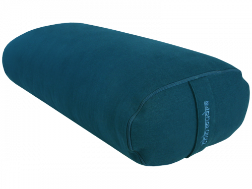 Bolster de yoga Ovale EPEAUTRE 100 % coton Bio 60 cm x15 cm x 30 cm Bleu