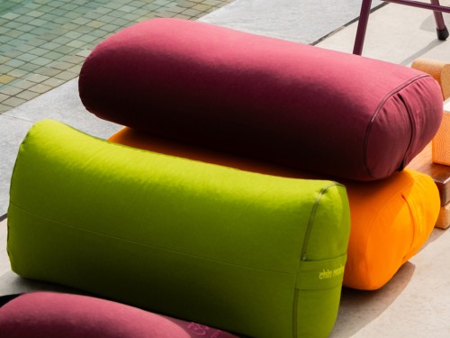 Article de Yoga Bolster de yoga Ovale EPEAUTRE 100 % coton Bio 60 cm x15 cm x 30 cm Bordeaux