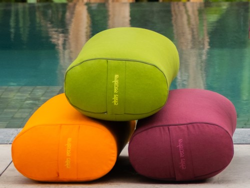 Article de Yoga Bolster de yoga Ovale KAPOK 100 % coton Bio 60cm x 15cm x 30cm Orange Safran