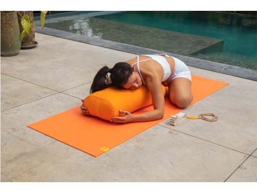 Article de Yoga Bolster de yoga Ovale KAPOK 100 % coton Bio 60cm x 15cm x 30cm Chocolat