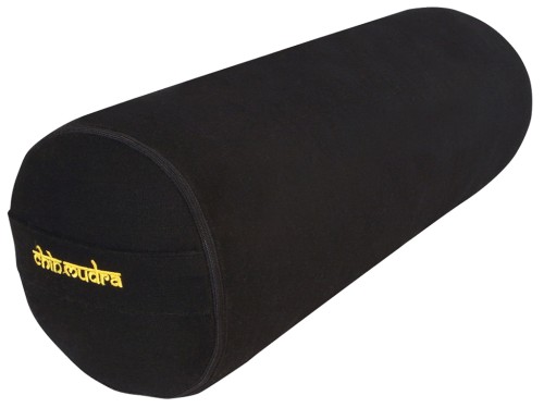 Bolster de yoga XL 100 % coton Bio 76 cm x 25 cm Noir