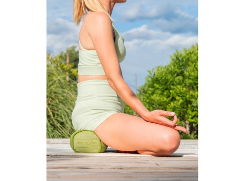 Article de Yoga Bolster Mini Cylindrique en Chambray de coton biologique - Épeautre Vert chambray