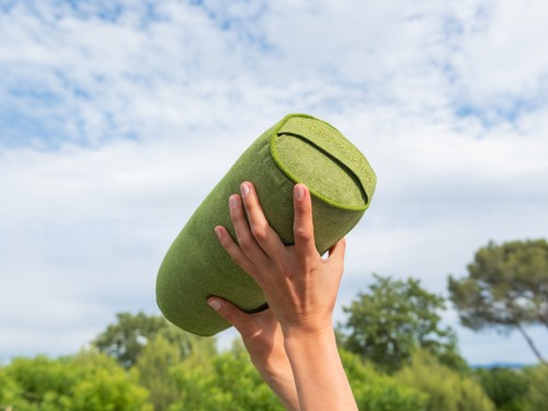 Article de Yoga Bolster Mini Cylindrique en Chambray de coton biologique - Épeautre Vert chambray
