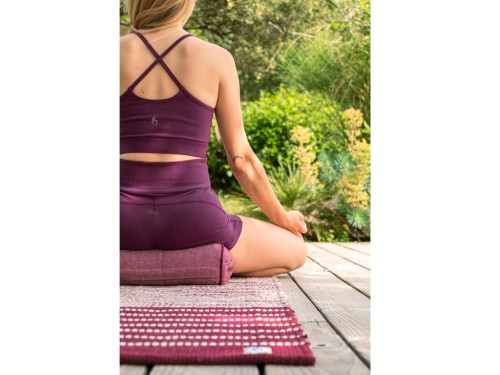 Article de Yoga Bolster Mini Cylindrique en Chambray de coton biologique - Épeautre Prune chambray