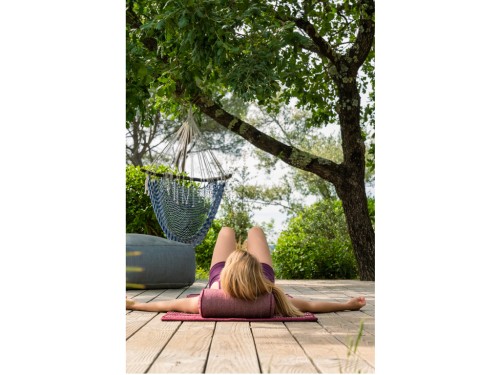 Article de Yoga Bolster Mini Cylindrique en Chambray de coton biologique - Épeautre Prune chambray
