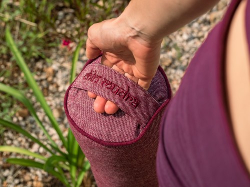 Article de Yoga Bolster Mini Cylindrique en Chambray de coton biologique - Épeautre Prune chambray