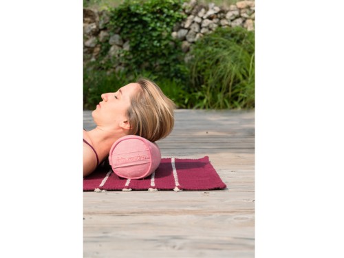 Article de Yoga Bolster Mini cylindrique en Chambray de coton biologique - Épeautre Bordeaux chambray