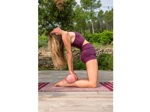 Article de Yoga Bolster Mini cylindrique en Chambray de coton biologique - Épeautre Bordeaux chambray