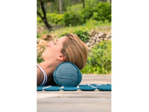 Article de Yoga Bolster Mini Cylindrique en Chambray de coton biologique - Épeautre Bleu chambray