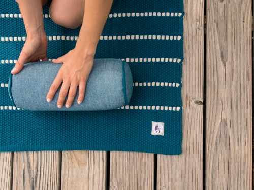 Article de Yoga Bolster Mini Cylindrique en Chambray de coton biologique - Épeautre Bleu chambray