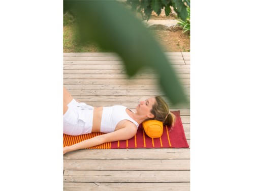 Article de Yoga Bolster Mini Cylindrique en Chambray de coton biologique - Épeautre Safran chambray