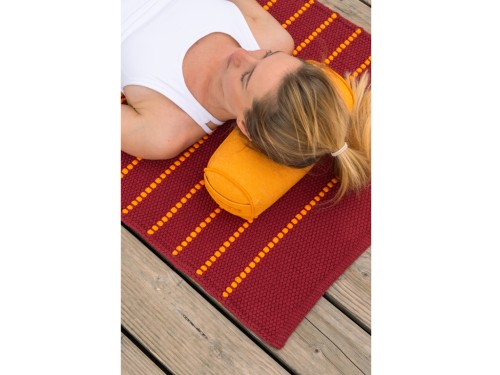 Article de Yoga Bolster Mini Cylindrique en Chambray de coton biologique - Épeautre Safran chambray