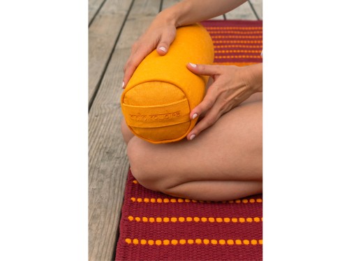 Article de Yoga Bolster Mini Cylindrique en Chambray de coton biologique - Épeautre Safran chambray