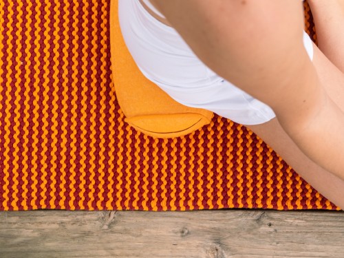 Article de Yoga Bolster Mini Cylindrique en Chambray de coton biologique - Épeautre Safran chambray