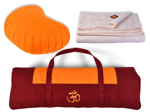 Article de Yoga Coffret Tapis de Méditation Complet Bordeaux/Safran