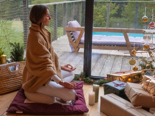 Article de Yoga Coussin de Méditation Moon 100% coton Bio Bleu