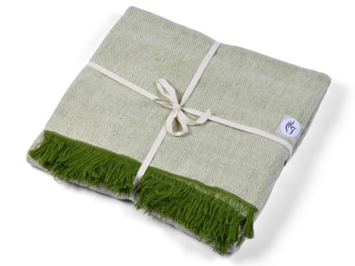 Couverture de méditation Chambray en Coton Bio - Vert Coton Chambray Vert