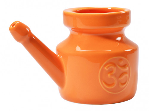 Article de Yoga Kit Lota Jala Neti complet Porcelaine Orange Safran 400 ml
