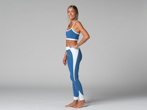 Article de Yoga Legging de Yoga Bi-colore - Bio Bleu et Blanc