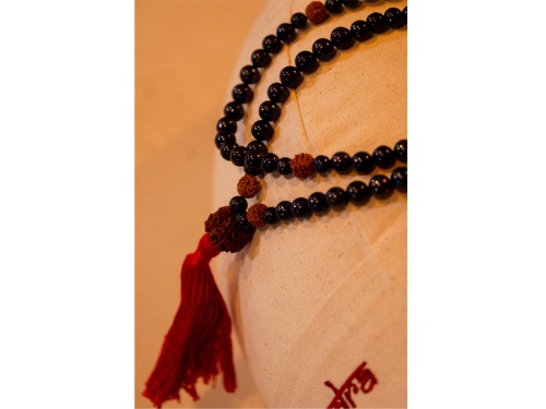 Mala 108 perles 8mm Onyx & Rudraksha