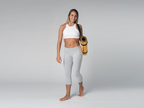 Article de Yoga Pantalon de yoga Corsaire CAPRI 95% coton Bio et 5% Lycra Gris Perlé - Fin de Serie