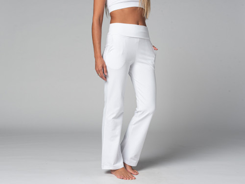 Pantalon de yoga femme Confort - Bio Blanc