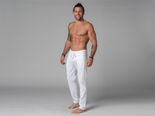 Article de Yoga Pantalon de Yoga Homme Confort - Coton Bio Blanc
