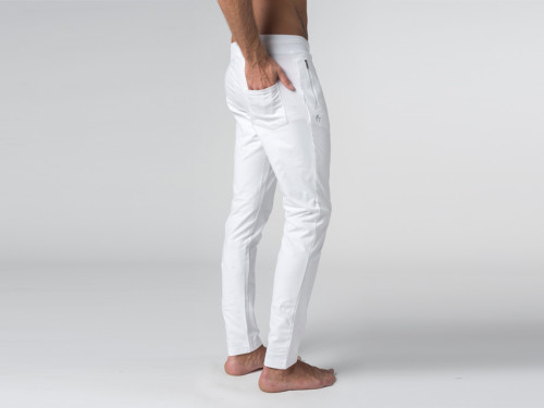 Article de Yoga Pantalon de yoga Slim homme - Coton Bio Blanc - Fin de Serie