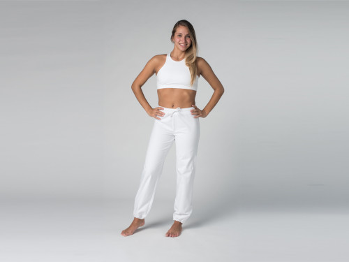 Pantalon de yoga Param - 95% coton Bio et 5% Lycra Blanc - Fin de Serie